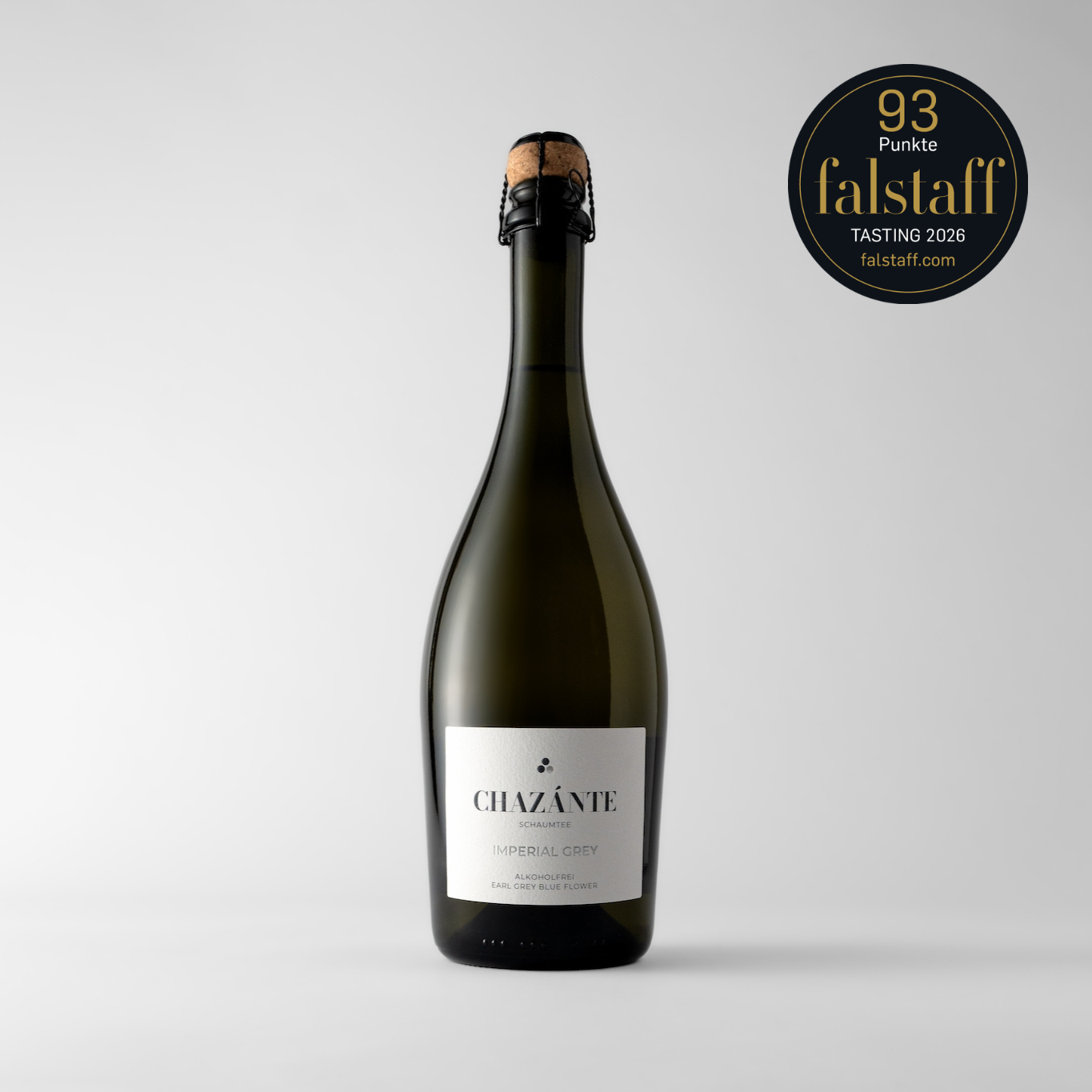 Produktabbildung Chazánte alkoholfreier Sparkling Tea Imperial Grey mit Falstaff Prämierung